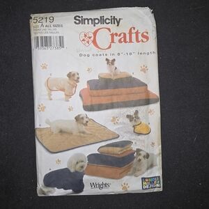 5219 Simplicity SEWING Pattern Dog Beds Blankets 3 Sizes Coats Small Med Large